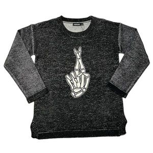 NWT Dollskill Jawbreaker F Luck Oversized Sweater Charcoal Gray Size Small